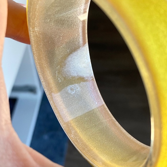 Vintage Chunky Asymmetrical Gold Lucite Bangle Bracelet - Picture 8 of 12